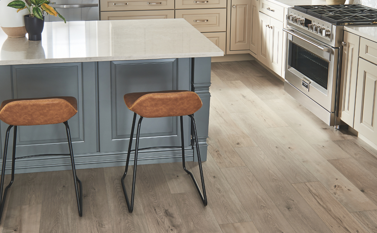 wood look laminate flooring in a kitchen